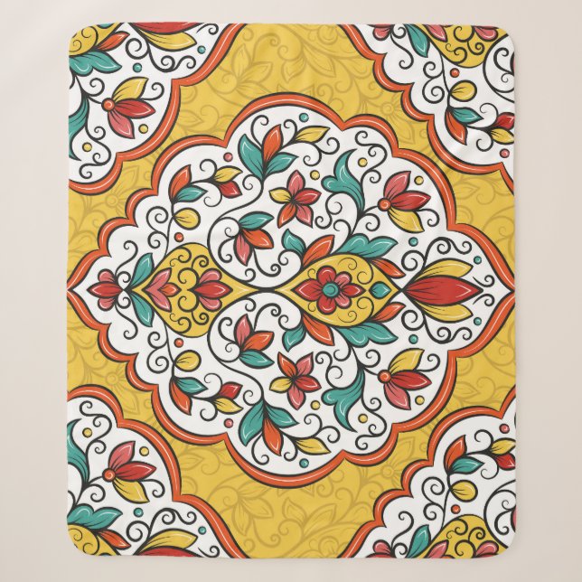 Couverture Sherpa Ornement floral : Motifs indiens turcs. (Devant)