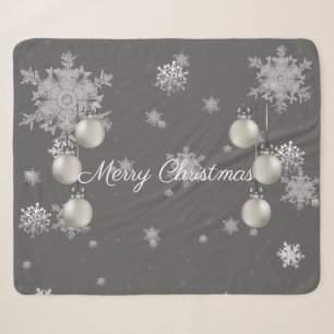 Couverture Sherpa Ornements de Noël en argent Sherpa Blanket