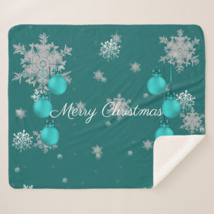 Couverture Sherpa Ornements de Noël turquoises Sherpa Blanket