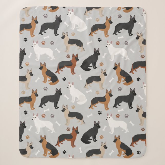 Couverture Sherpa Os bergers allemands et pattes Sherpa Blanket (Devant)