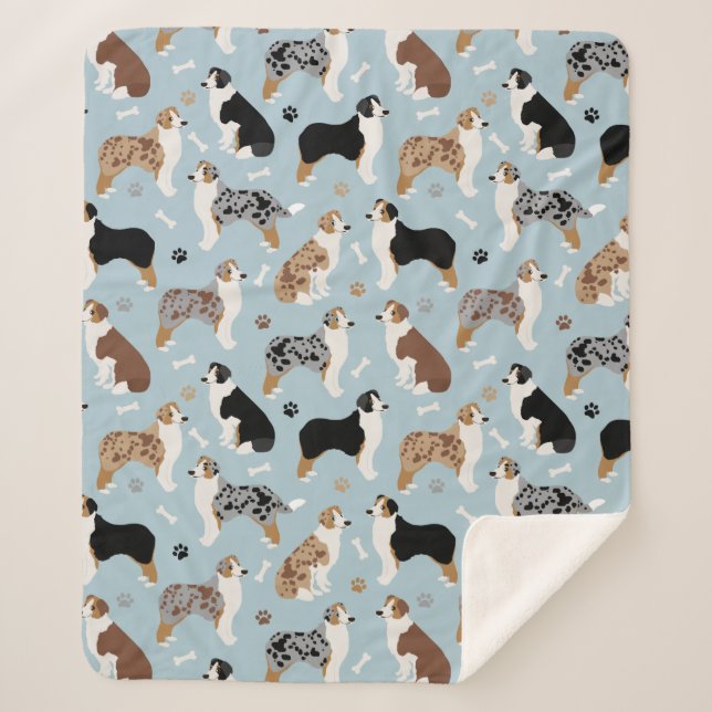 Couverture Sherpa Os et pattes de berger australiens Sherpa Blanket (Devant)