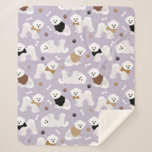 Couverture Sherpa Os et pattes pourpres de Bichon Frise