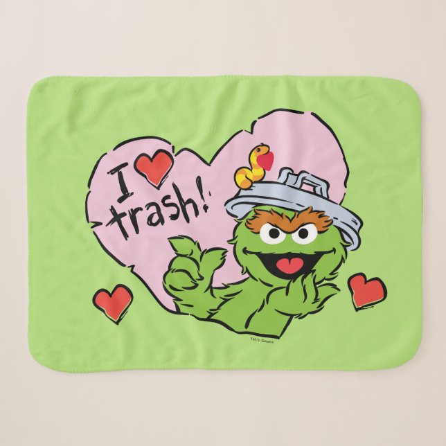 Couverture Sherpa Oscar &quot;I Love Trash&quot; Valentine (Devant (Horizontal))