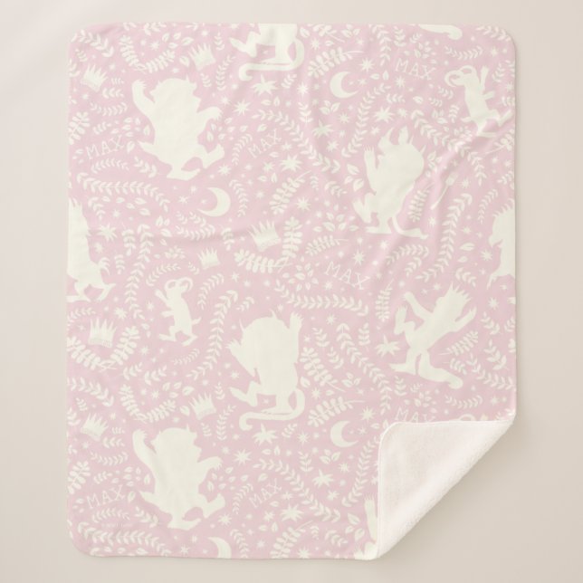 Couverture Sherpa Où les choses sauvages rose modèle floral (Devant)