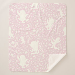 Couverture Sherpa Où sont les choses sauvages motif floral rose