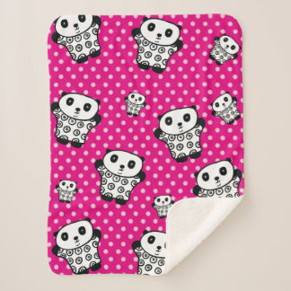 Couverture Sherpa Ours Panda Kawaii Moderne Rose Fille Points