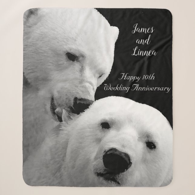 Couverture Sherpa Ours Polaire Artique Couple Amour Tendance Passion (Devant)