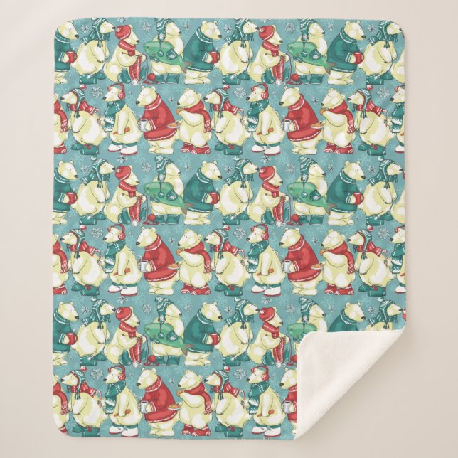 Couverture Sherpa Ours polaires adorables (Devant)