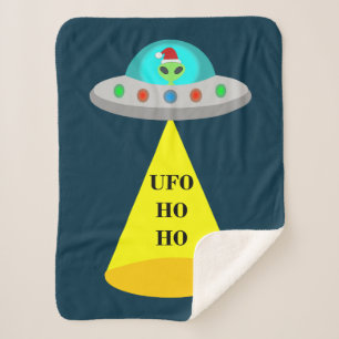 Couverture Sherpa OVNI de Noël Ho Ho Alien soucoupe volante