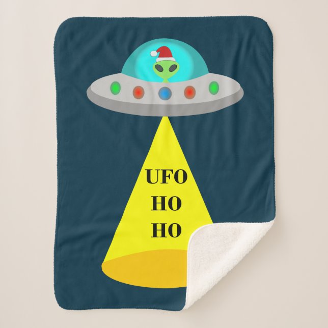 Couverture Sherpa OVNI de Noël Ho Ho Alien soucoupe volante (Devant)