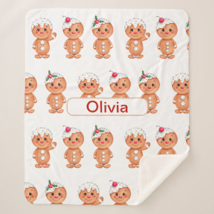 Couverture Sherpa Pain d'épice personnalisé Cookie Noël Noël Noël No