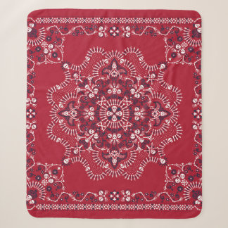 Couverture Sherpa Paisley, crânes, bandana, design carré.