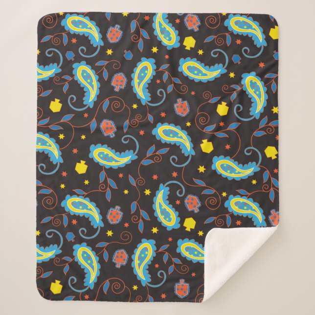 Couverture Sherpa Paisley Dreidels Sherpa Hanoukka Blanche/Moyen (Devant)