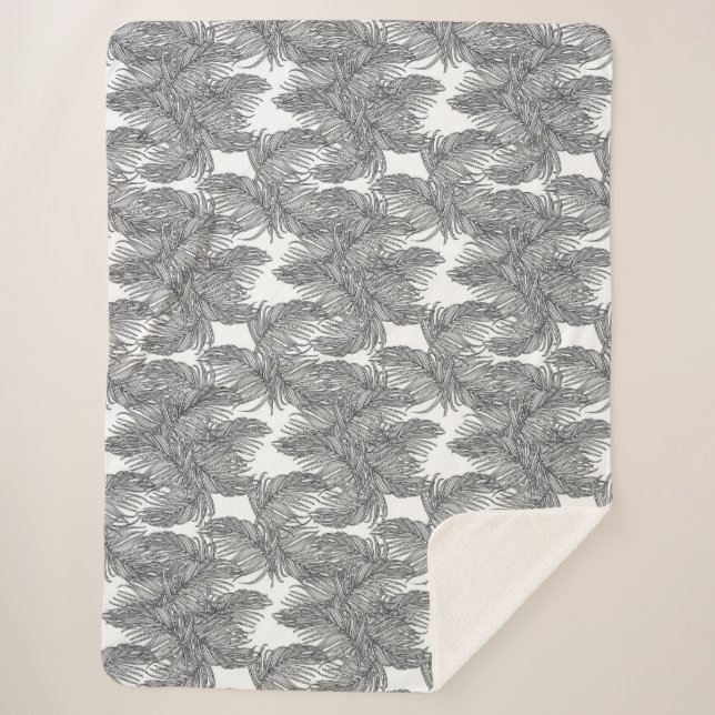 Couverture Sherpa Palme du désert noir et blanc (Devant)