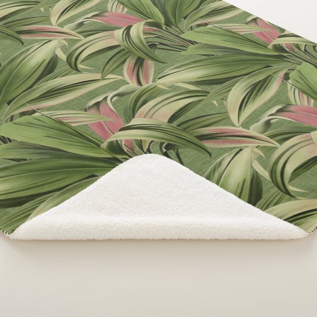 Couverture Sherpa Palme tropicale verte (3/4)