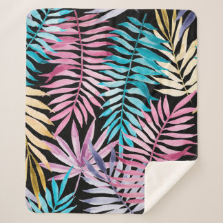 Couverture Sherpa Palmier coloré feuille motif