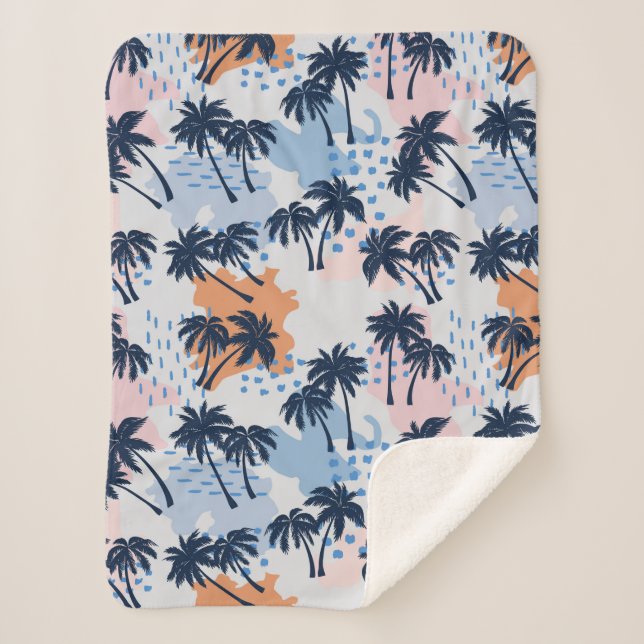 Couverture Sherpa Palmiers d'été sans soudure motif, cocotier palmie (Devant)