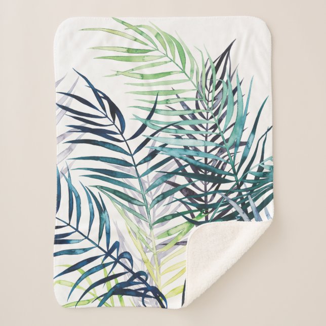 Couverture Sherpa Palmiers Twilight - Feuilles tropicaux (Devant)
