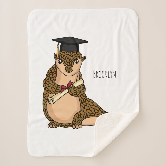 Couverture Sherpa Pangolin mignon diplômé dessin animé (Devant)
