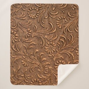 Couverture Sherpa panneau floral gaufré, cuivre