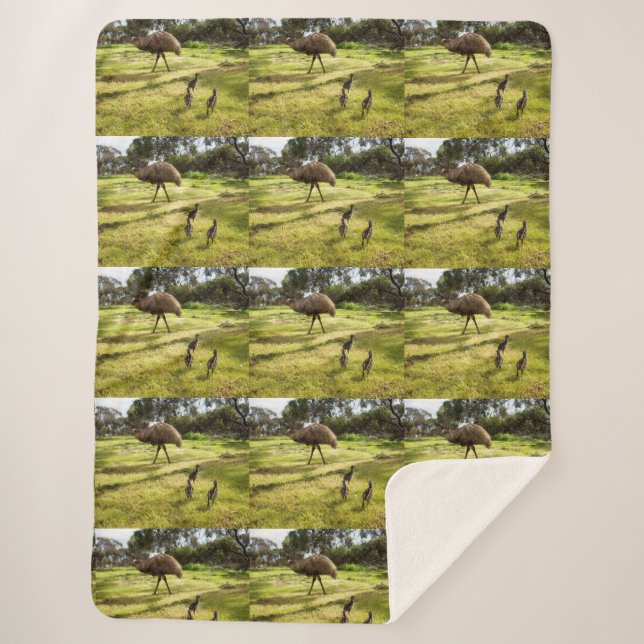 Couverture Sherpa Papa Emu Avec Ses Épouses, (Devant)