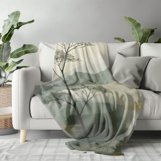 Couverture Sherpa Papier d'art mural Japandi Mystic Peaks