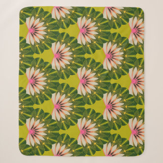 Couverture Sherpa Papier peint en lotus stylisé : rose, vert.