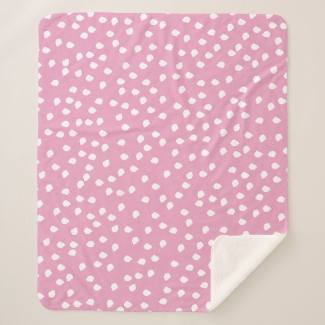 Couverture Sherpa Papier Polka Dot Enveloppant Rose (Devant)