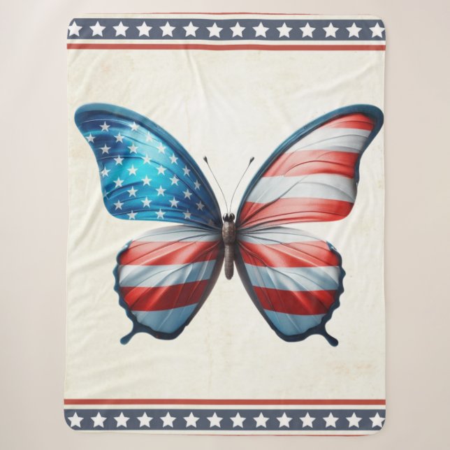Couverture Sherpa papillon 4 juillet patriotique américain (Devant)
