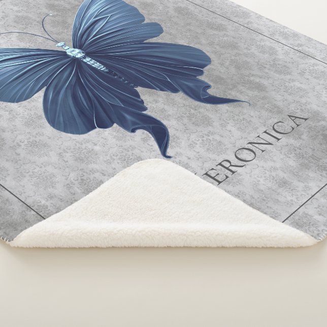 Couverture Sherpa Papillon à bijoux bleu personnalisé (3/4)
