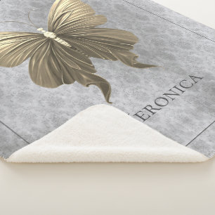 Couverture Sherpa Papillon à bijoux en or