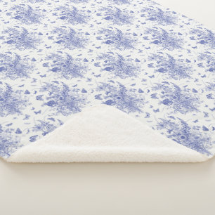 Couverture Sherpa Papillon bleu et toile de delphinium