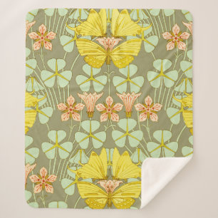 Couverture Sherpa Papillon Floral Botanique coloré