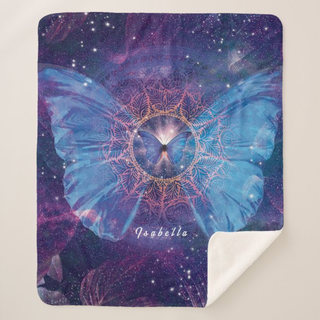 Couverture Sherpa Papillon Morpho / Galaxy Mandala Sherpa Blanket (Devant)