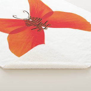 Couverture Sherpa Papillon rouge orange avec votre nom