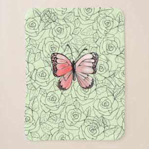 Couverture Sherpa Papillon Sherpa Blanket Roses - Couleurs personnal