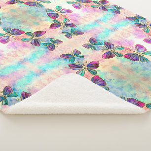 Couverture Sherpa Papillons colorés Sherpa Blanket - Rose violet