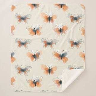 Couverture Sherpa Papillons de style en ligne artistique