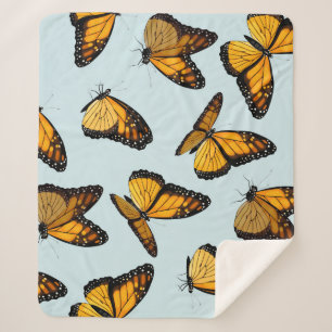Couverture Sherpa Papillons Monarque colorés Illustration Vintage