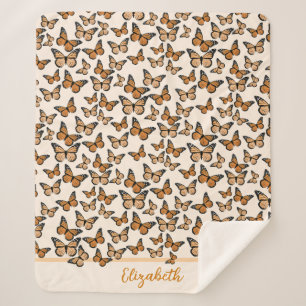Couverture Sherpa Papillons Monarque Orange Nom personnalisé