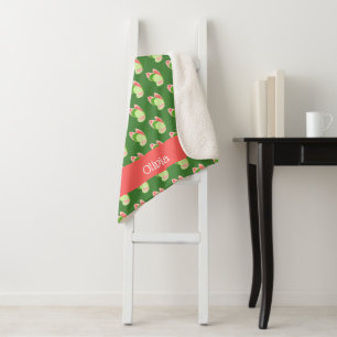 Couverture Sherpa Papillons rose et vert Personnalisé