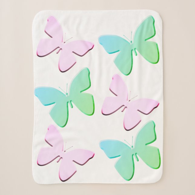 Couverture Sherpa Papillons rose et vert Sherpa Blanket (Petit) (Devant)