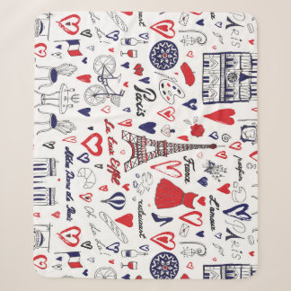 Couverture Sherpa Paris vintage : Motif de ligne de voyage