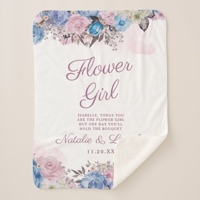 Couverture Sherpa Parisienne Charme Bleu & Rose Chic Flower Citation (Devant)