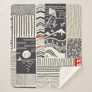 Couverture Sherpa Partie de bois avec peinture verte pelée, abstrait