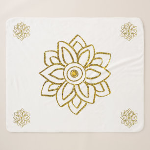 Couverture Sherpa Parties scintillant d'or Poinsettia Bijou Blanc