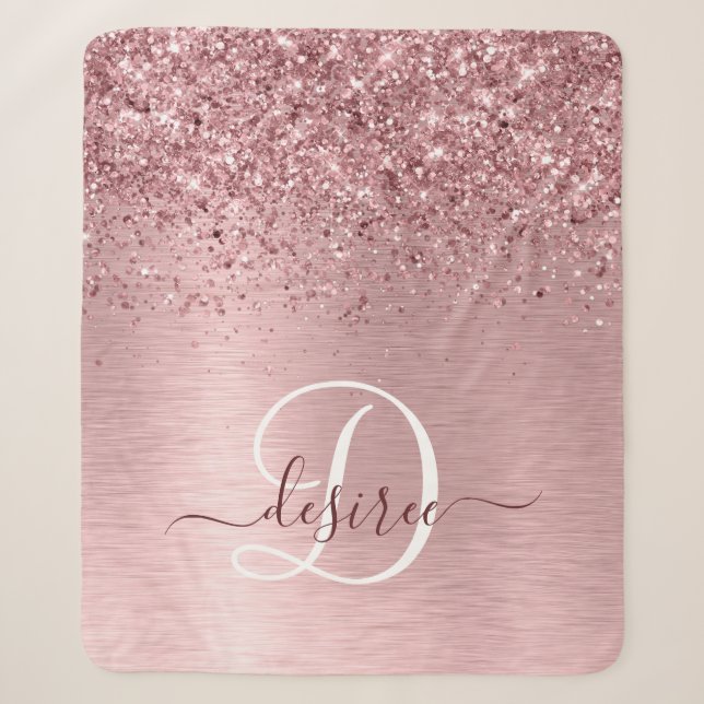 Couverture Sherpa Parties scintillant en métal brossé rose pâle Nom  (Devant)