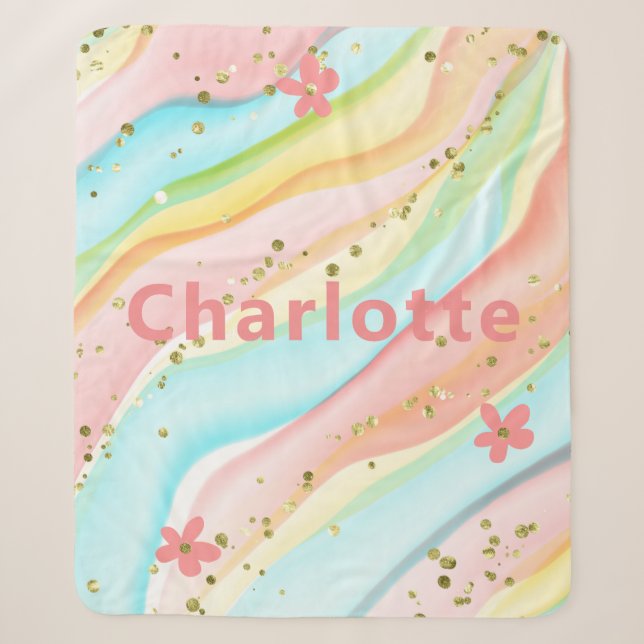 Couverture Sherpa Parties scintillant florale moderne tendance perso (Devant)