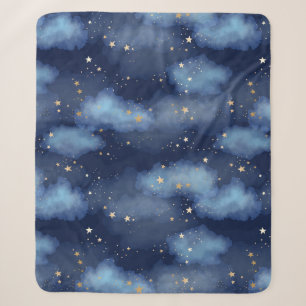 Couverture Sherpa Parties scintillant Gold Stars Dark Blue Sky Motif