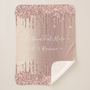 Couverture Sherpa Parties scintillant rose Gold Blush Éclats Texte